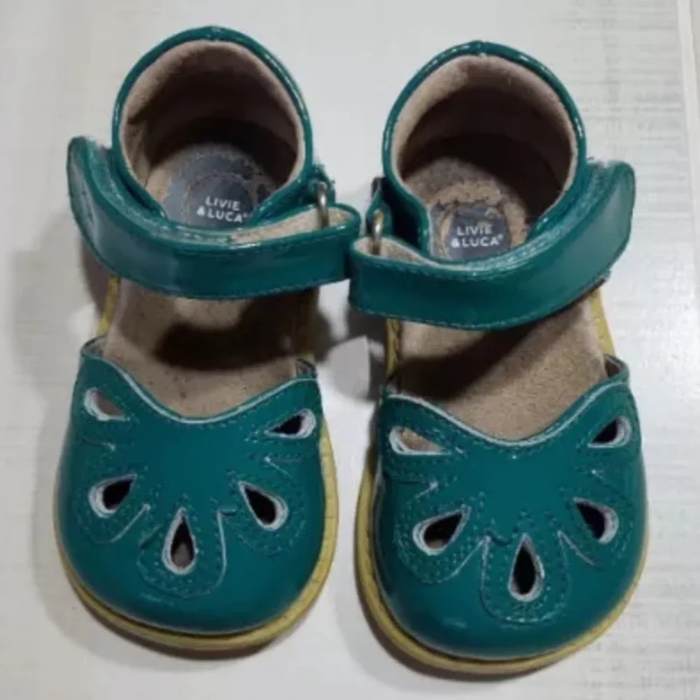 LIVIE & Luca Dark Teal Petals Mary Jane Shoe 4‎ HTF
